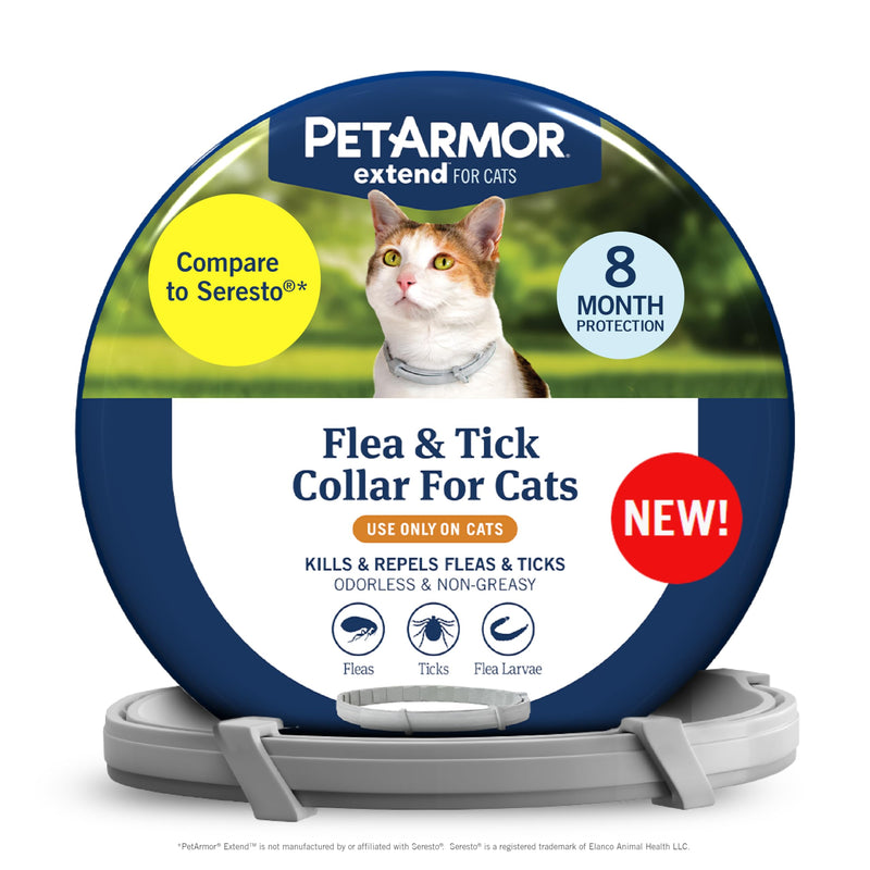 PetArmor Extend Cat Flea and Tick Treatment & Prevention Collar for Cats, 8 Months of Protection, Waterproof, Kills Fleas, Ticks, and Larvae, 1 Count