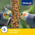 Vitakraft Crunch Sticks Cockatiel Treats Golden Honey Flavor – Triple-Baked Snack with Vitamins A D3 E Riboflavin and B12 – Natural Wood Chew Center and Cage Clip Holder – Engaging 2 Stick Pack
