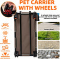 Large Cat Carrier with Wheels, Rolling Folding Soft-Sided for 2 Cats