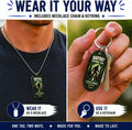 Mama Lu's Crew Bigfoot Response Team Dog Tag Necklace, Double-Sided Aluminum Sasquatch ID with Ball Chain & Key Ring, Ma