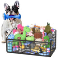 Kaiferty Indestructible Dog Toy basket, Medium Toy Box for Dogs,Pet Toy Bin Dog Metal Basket for Toys, Toy Storage Organizer, Toy Box for Living Room Area (Black)