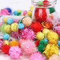 80 Pieces Cat Toys 1.2 Inch Cat Pom Pom Balls Cat Sparkle Balls Puff Balls
