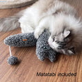 TTcat 14.6 Inch Large Curly Plush Pillow Cat Kicker Toy with Catnip Silvervine Powder, Soft Stuffed Cat Chew Toy with Ta