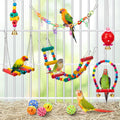 Sonwyoung 12 Pcs Parakeet Cockatiel Bird Toys, Parrot Swing Chewing Hanging Toys, Colorful Style Parrots Cage Accessories, Interactive Chew & Climb Play Set (Basic Style)