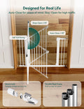 Babelio 29-55 Inch Extra Wide Baby/Dog Gate, PressGuard P7, Metal Auto Close, Pressure Mounted Pet Door for Doorways, NO Need Tools and Drilling, with Wall Cups, White