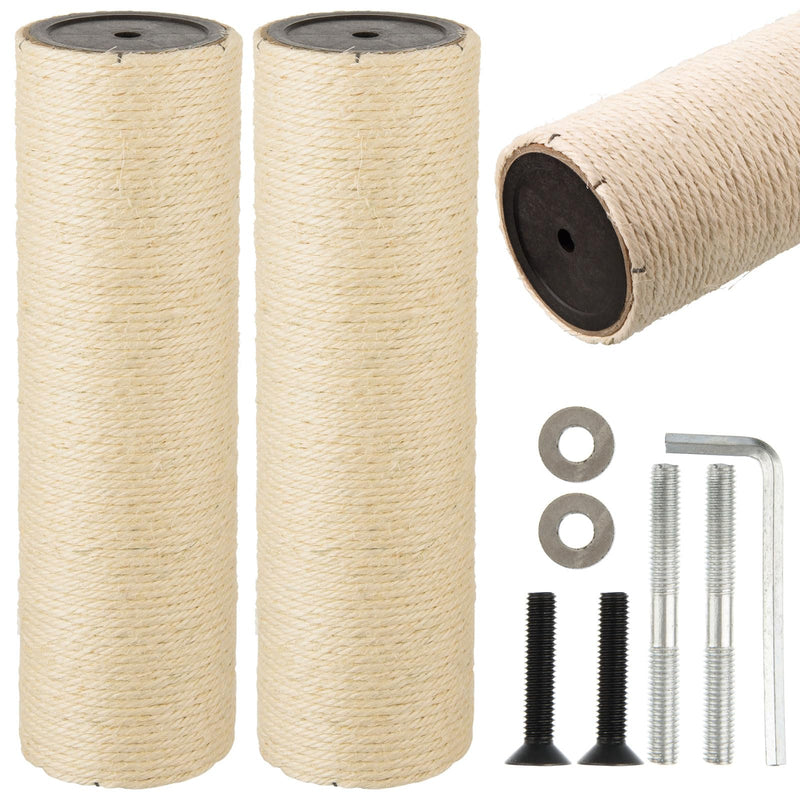 2 Root Cat Scratching Post Replacement 11.81x3.54 Cat Tree Scratch Post Replacement Natural Sisal Pole Cat Scratch Post Refill Pole Part with M8 Screws for Kitten Tree Tower Cat Furniture Accessories