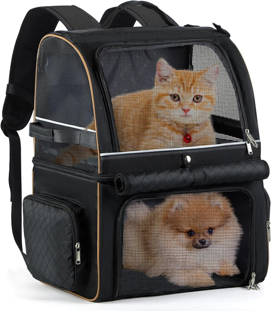 Double Cat Backpack Carrier for 2 Cats, Double-Compartment Pet Carrier Backpack for Two Small Cat or One Medium Cat, Cat