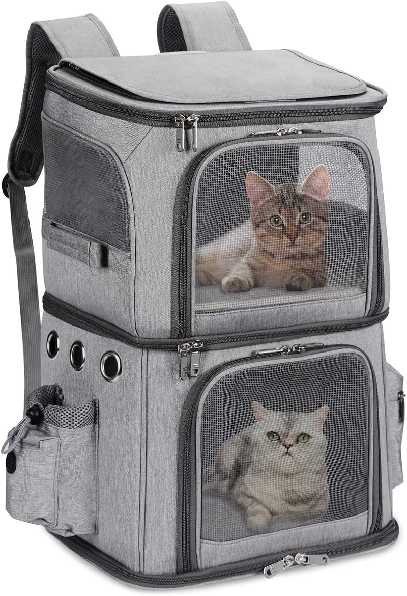 HOVONO Double-Compartment Cat Backpack Carrier for Mulit-Cat Families