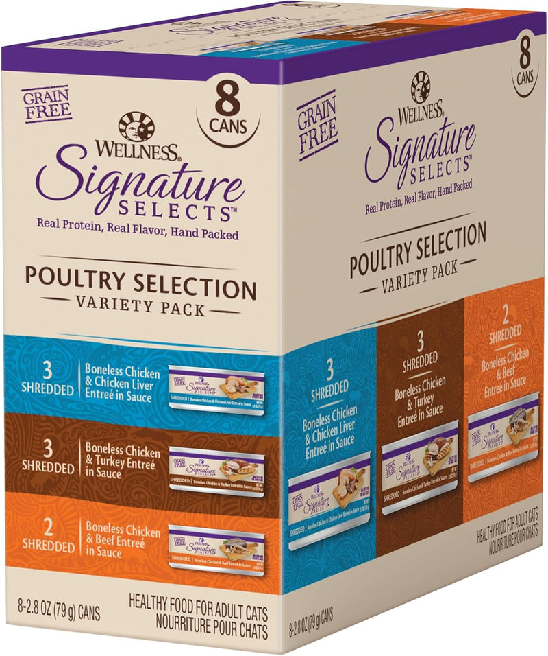Wellness CORE Signature Selects Variety Pack Adult Canned Wet Cat Food, Natural, Protein Rich, Grain Free, Poultry Recip