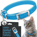CollarDirect Leather Cat Collar with Removable Bell – Safety Elastic Strap (Breakaway Alternative) – Kitten Collar for Small & Big Boy & Girl Cats