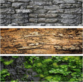 3 PCS 36"x18" Reptile Terrarium Background – Polyester Fabric for Bearded Dragon Tank Decor with Rock Bark & Forest Patt