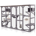 GUTINNEEN Extra-Large Catio, 104" Wall-Mounted Outdoor Cat Enclosure - Cat House Window Box Walk-in Cat Kennel Shelter with Weatherproof Roof, 2 Scratching Posts, 2 Hammocks & Bridge for 6-8 Cats