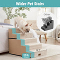 COZY KISS Dog Stairs for Small Dogs, 5 Tier Removable Wider Pet Stairs for Couch and Bed, 23.6" H Non-Slip Dog Steps for Puppies and Old Cats with Support Board, 19.7x29.5x23.6 inch, Beige