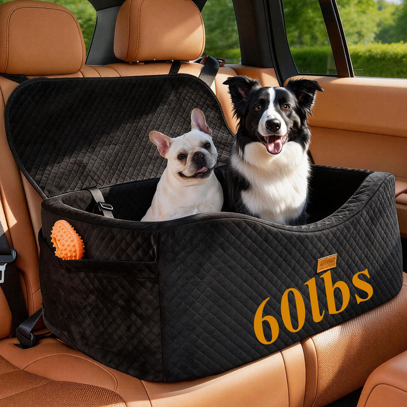 Large Dog Car Seat for Medium Sized, Dog Booster Car Seat, Pet Booster Seats up to 60 lbs or 2 Small with 4