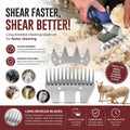 Sheep Shears Wool Clippers Universal Replacement Blades, Shearing Comb and Cutter Blade Set, Stainless Steel Straight 13-Teeth Detachable Trimmer Shears for Grooming Goats, Lambs, Llamas, Alpacas