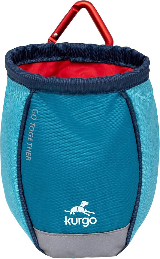 Kurgo Go Stuff It Dog Treat Bag, Training Treat Pouch Bag for Dogs, Treat Pouches for Pets, Hands-Free Pouch Waist, Reflective, Includes Carabiner (Coastal Blue)