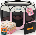 Dog Cat Small Animal Puppy Playpen Crate with 3 Blankets, Small, Pink