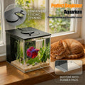 Vehipa Betta Fish Tank 1 Gal (3.7L), Acrylic Nano Aquarium Kit Black