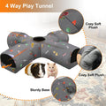 4-Way Guinea Pig Tunnel and Tubes, Collapsible Bunny Tunnels for Rabbits & Dwarf Hamster, Interactive Small Animal Tubes