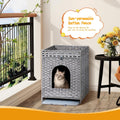 Snughome Cat Litter Box Enclosure Furniture Hidden with Cat Litter Mat, Hidden Cat Washroom Furniture with Door, Handwov