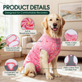 Kuoser Dog Recovery Suit Female, Dog Recovery Suit Female Doggie Onesie for Surgery, Post-Op Onesie for Female & Male Dogs, Soft Protective Wear, PinkRibbon L