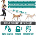 PetAmi Hands Free Dog Leash, Running Leash Belt Bag for Walking, Jogging, Waist Double Zipper Pouch with Poop Dispenser, Dual Padded Handles Reflective Bungee Single, Purple, 1 Leash