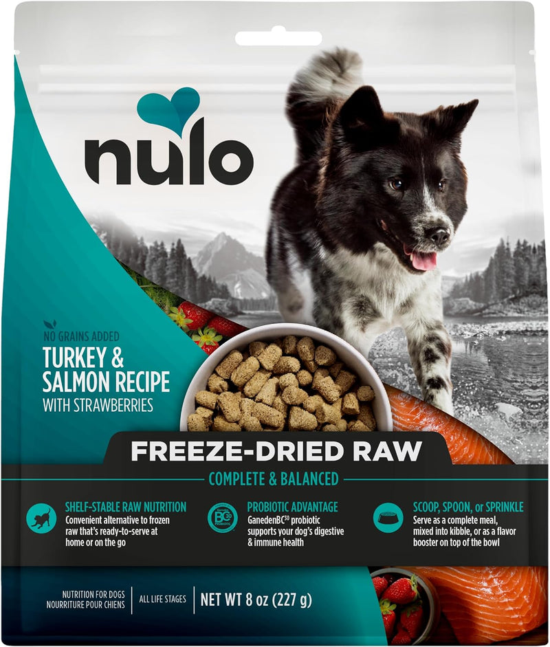 Nulo Freeze-Dried Dog Food or Topper, Grain-Free Turkey & Salmon, 8 oz