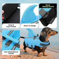 SUNFURA Dog Life Jacket Shark Life Vest for Dogs, Adjustable Swmming Vest with High Buoyancy, Safety Lifesaver with Rescue Handle for French Bulldog Small Medium Breeds, Blue S