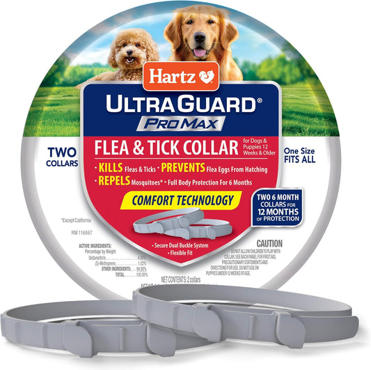Hartz UltraGuard ProMax Flea & Tick Collar for Dogs I 12 Months Protection I Soft & Comfortable Flea & Tick Prevention I