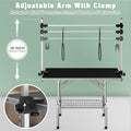 Dog Grooming Table, Adjustable Large Pet Drying Desktop, Foldable Bathing Desk with Arms, Noose, Mesh Tray, Maximum Capacity Up to 330Lb, 46in, Dark Black