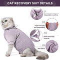 Dotoner Cat Surgery Recovery Suit for Female Male Anti-Licking Pet Surgical Pajamas Long Sleeve Prevent Shedding Cat Spa