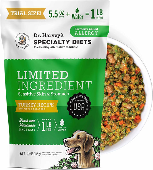 Dr. Harvey's Specialty Diet Limited Ingredient - Dog Food for Dogs with Sensitivities - Turkey Recipe (Trial Size, 5.5 oz)