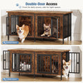 DUMOS 54" Dog Crate Furniture for 2 Dogs with Divider, Brown