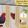 DBNESS 2 PCS Bird Chew Toys, Parrot Foraging Toys with Beak Grinding & Relieve Boredom, Natural Wooden Hanging Blocks To