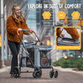 CANINE CANYON Scout Pet Stroller, Heavy Duty Dog Stroller for Large & Medium Dogs, Foldable Pet Stroller for 2 Dogs with All-Terrain Wheels, Storage Pocket & Cup Holder, 55 lbs Capacity, Grey