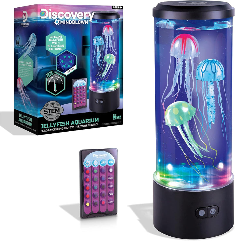 Discovery™ Jellyfish Aquarium Lamp – Color‑Morphing LED Bedroom Night Light with Remote| 15 Light Options| Lifelike Floa