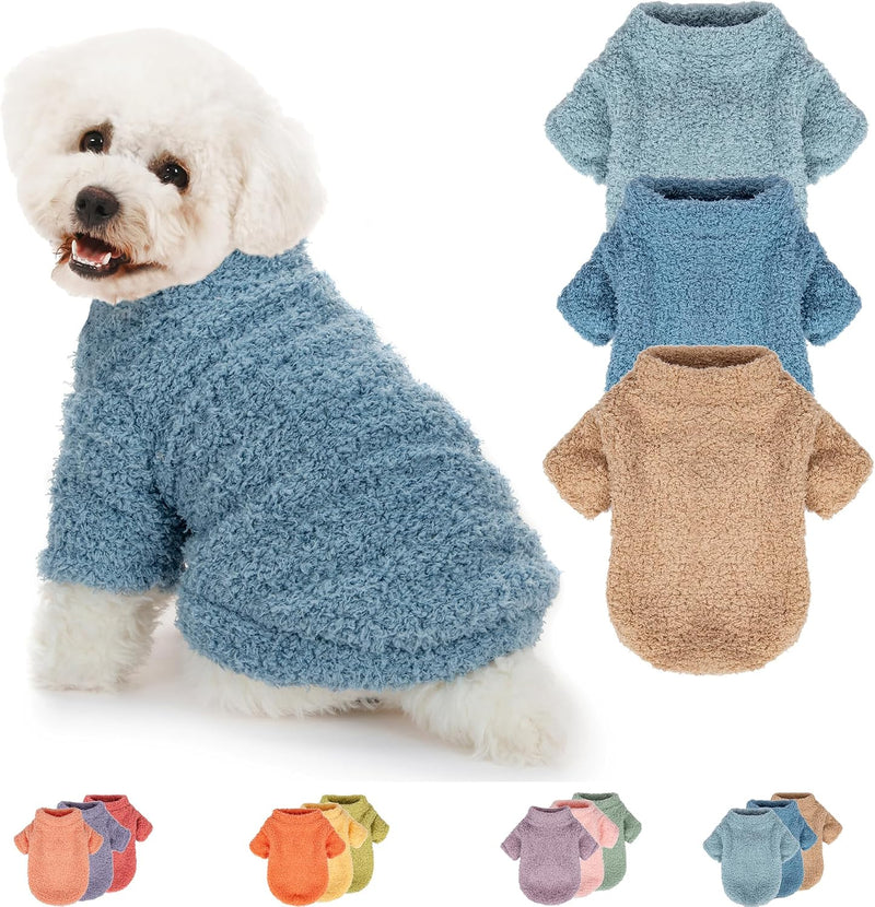 Dog Sweater, 3 Pack Sweaters for Small Dogs Girl, Dog Clothes for Medium Dogs Male or Boy, Ultra Soft and Warm Puppy Coa