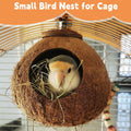 Apatal Coconut Bird Nest for Cage Natural Coconut Shell Birds House 2 Pack Parakeet Small Coconut Hide Breeding Hut Bird Cage Accessories for Parrot Lovebirds Budgies Cockatiel Conure Finch Canary