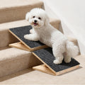 Dog Ramp for Stairs 2 Pack - Adjustable Wooden Stair Wedges for Small Dogs, Foldable Indoor Dog Stair Ramp with Triangul