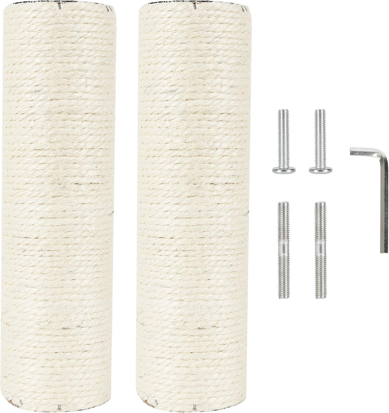 2.9in 7.4cm Diameter Cat Tree Scratching Post Replacement Pole Parts Sisal (M8, 9.8in/25cm)