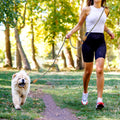 Mile High Life Hands Free Dog Leash, Crossbody Waist Leash with Genuine Leather Connection, Multifunctional Adjustable Slip Lead for Dog Walking Running (Black Khaki, 7FT)
