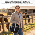 Horse Grooming Tote Bag with 6 Pockets & Drawstring Closure, Portable Grooming Bag for Horses, Waterproof Tack Bag with 