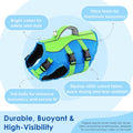 Petglad Dog Life Jacket with Handle Adjustable Swim Vest, Blue & Green, L