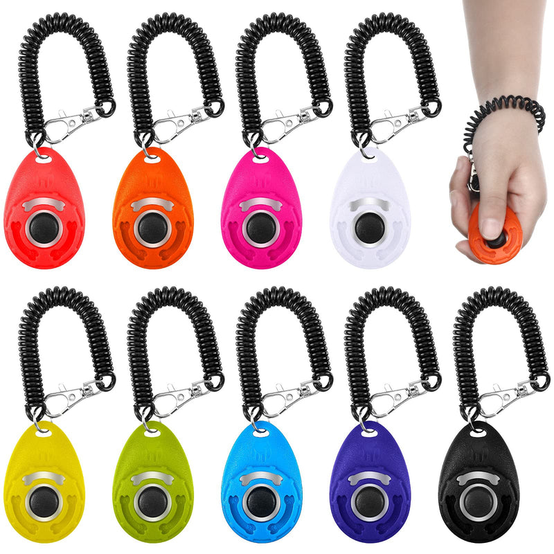 Frienda 9 Pieces Dog Training Clicker with Wrist Strap Pet Behavioral Training Clicker for Dogs Cats Birds Horses(Water Drop Style,Multicolor)