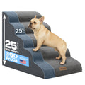 Miorun Extra Wide Dog Stairs for Large Dogs Up to 80lbs, 25" Pet Steps for High Bed with Washable Cover, 5-Step Foam Bed & Couch Ladder for Small Medium Dogs & Senior Cat, Gray