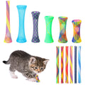 Leitee 60 Pcs Cat Spring Toys Kitten Tubes Indoor Interactive Chinese Finger Trap Cat Toys Plastic Coil for Pet Hunt Scratch(Random Colors)