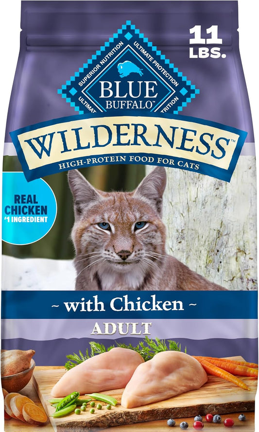 Blue Buffalo Wilderness Nature's Evolutionary Diet High-Protein, Grain-Free Natural Dry Food for Adult Cats, Chicken, 11-lb. Bag