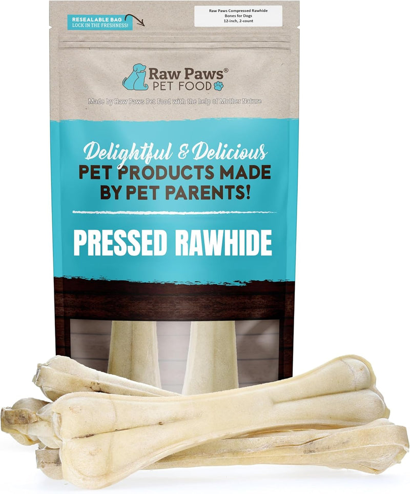 Raw Paws Compressed Rawhide Bones for Dogs, 12-inch, 2-ct - Large Dogs