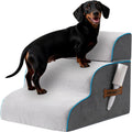Kohentact Dog Stairs, Steps and Ramp for High Bed & Sofa, 13-24" H Detachable Pet Stairs for Small Medium Dogs, Sturdy 40D Foam, Non-Slip, Washable Cover with Lint Roller, Grey