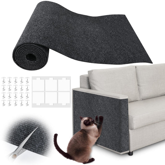 Inchoco Couch Protector from Cat Claws - 78.7" x 15.8" Trimmable Self-Adhesive Cats Claws Scratch Pads, Cat DIY Climbing Cats Scratch Mat Tree Replacement Indoor (Dark Gray)